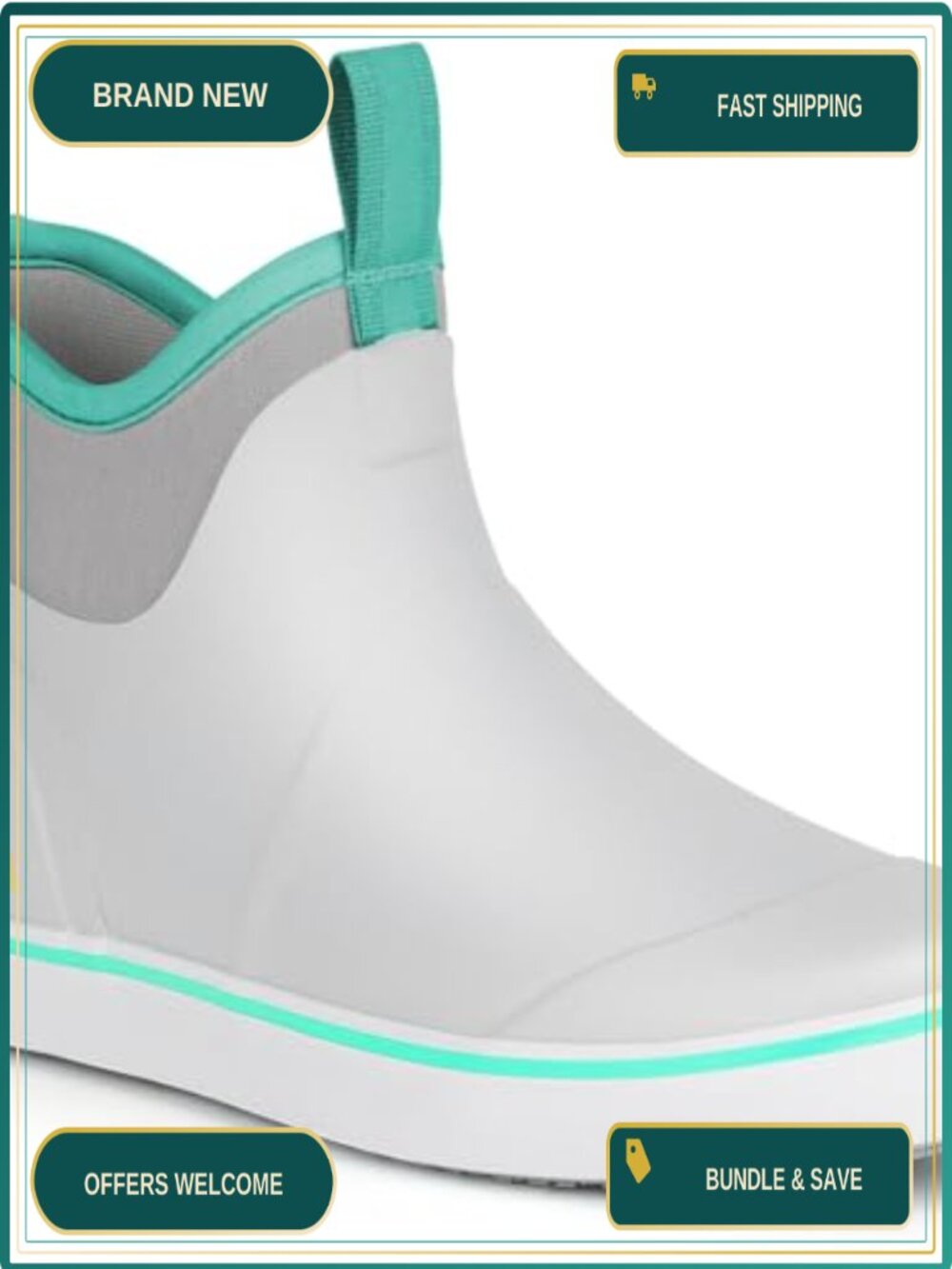 Waterproof Ankle Rain Boots Women Slip-On Rubber Neoprene Deck Shoes